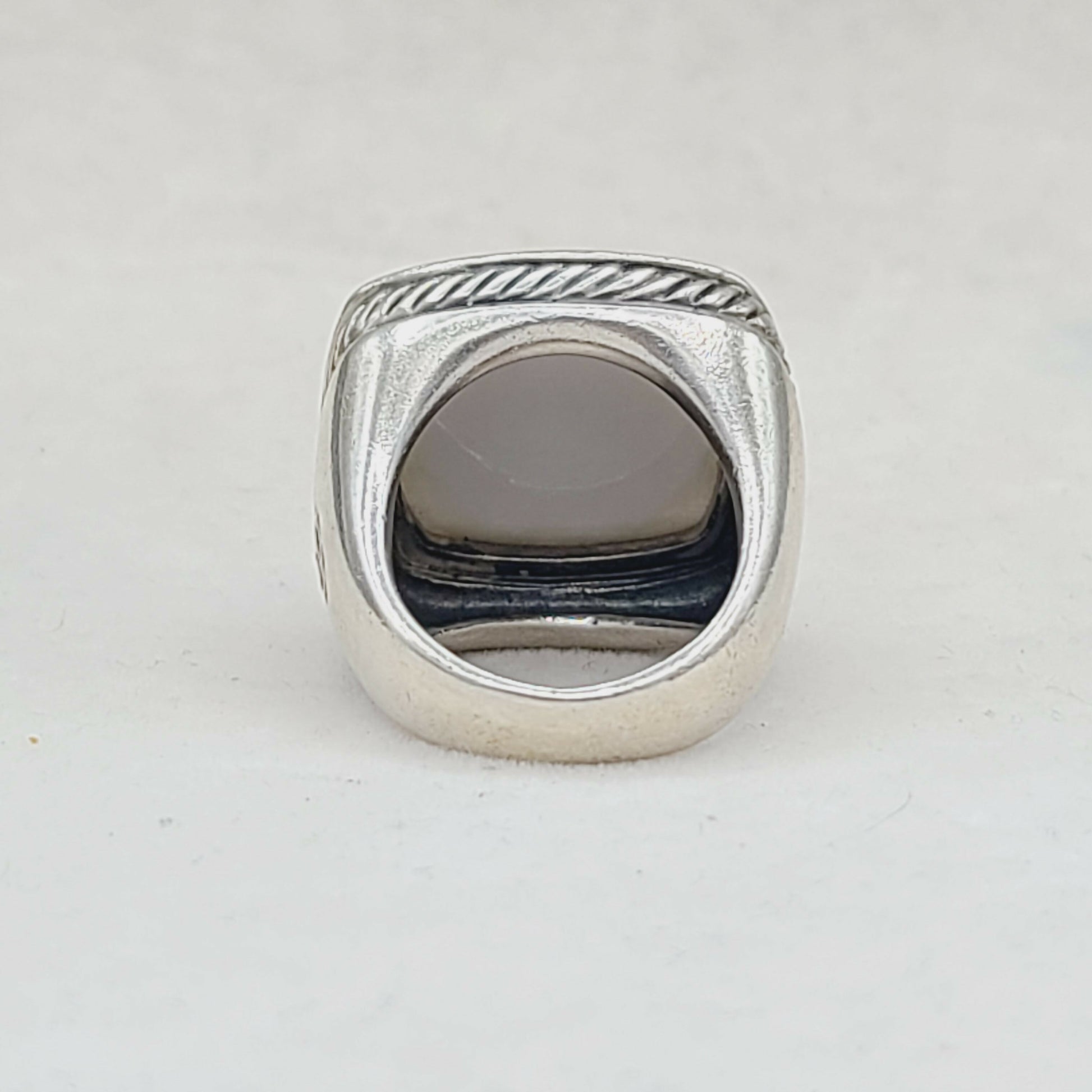    David Yurman Albion 20mm White Agate & Diamond Ring-