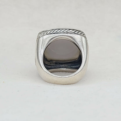    David Yurman Albion 20mm White Agate & Diamond Ring-