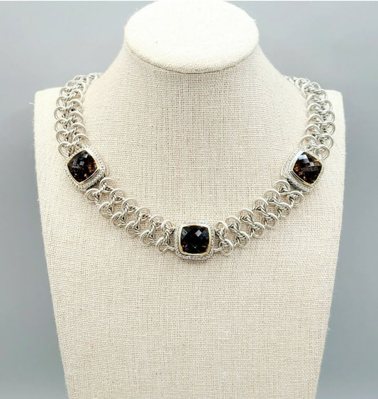    David Yurman Albion Chainmail Necklace – Smoky Quartz