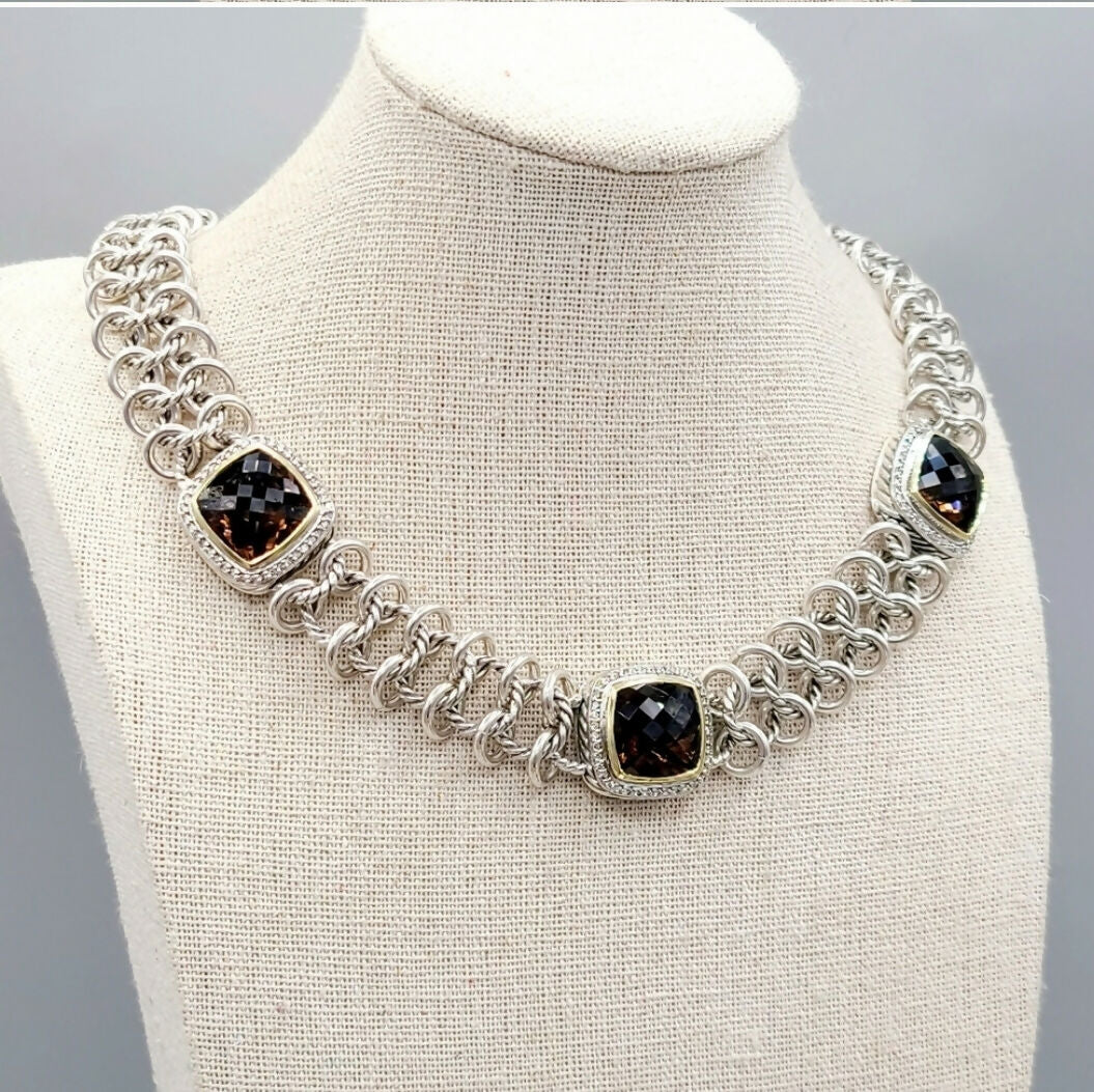    David Yurman Albion Chainmail Necklace – Smoky Quartz