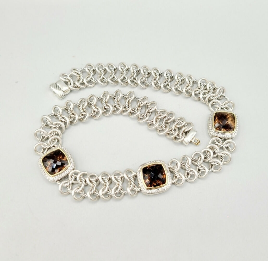    David Yurman Albion Chainmail Necklace – Smoky Quartz