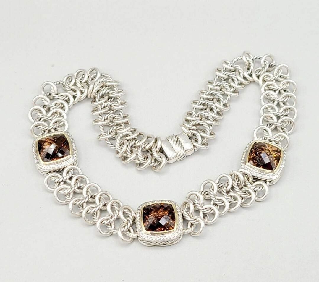    David Yurman Albion Chainmail Necklace – Smoky Quartz