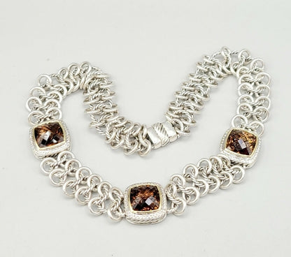    David Yurman Albion Chainmail Necklace – Smoky Quartz