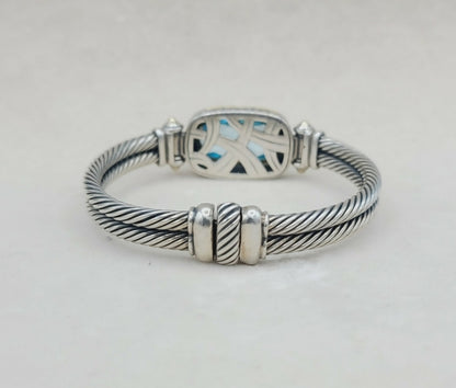    David Yurman Albion Double Cable Bracelet – Blue Topaz & Gold