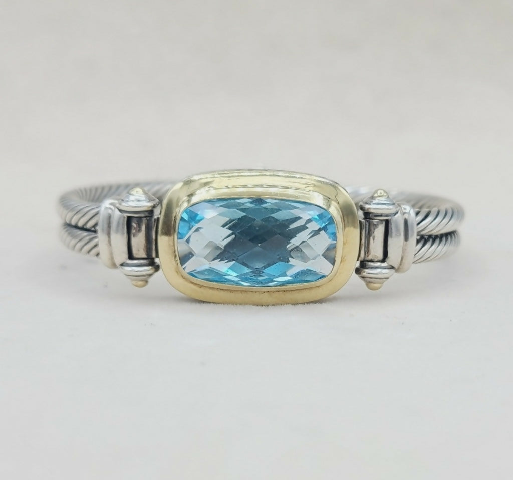    David Yurman Albion Double Cable Bracelet – Blue Topaz & Gold