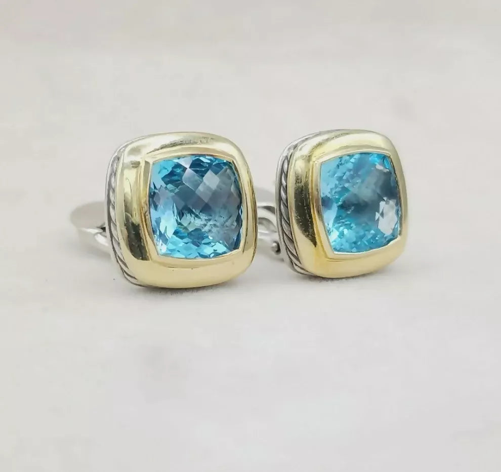    David Yurman Albion Earrings 11mm Blue Topaz