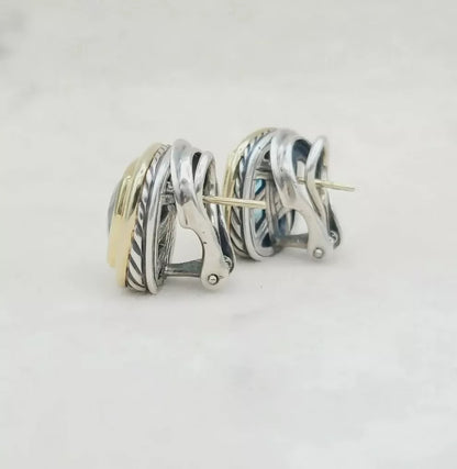    David Yurman Albion Earrings 11mm Blue Topaz