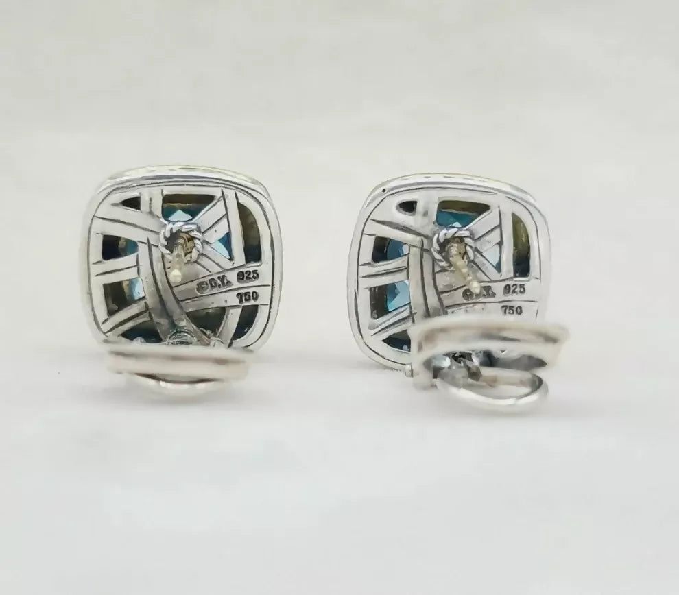    David Yurman Albion Earrings 11mm Blue Topaz