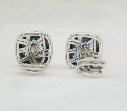    David Yurman Albion Earrings 11mm Blue Topaz
