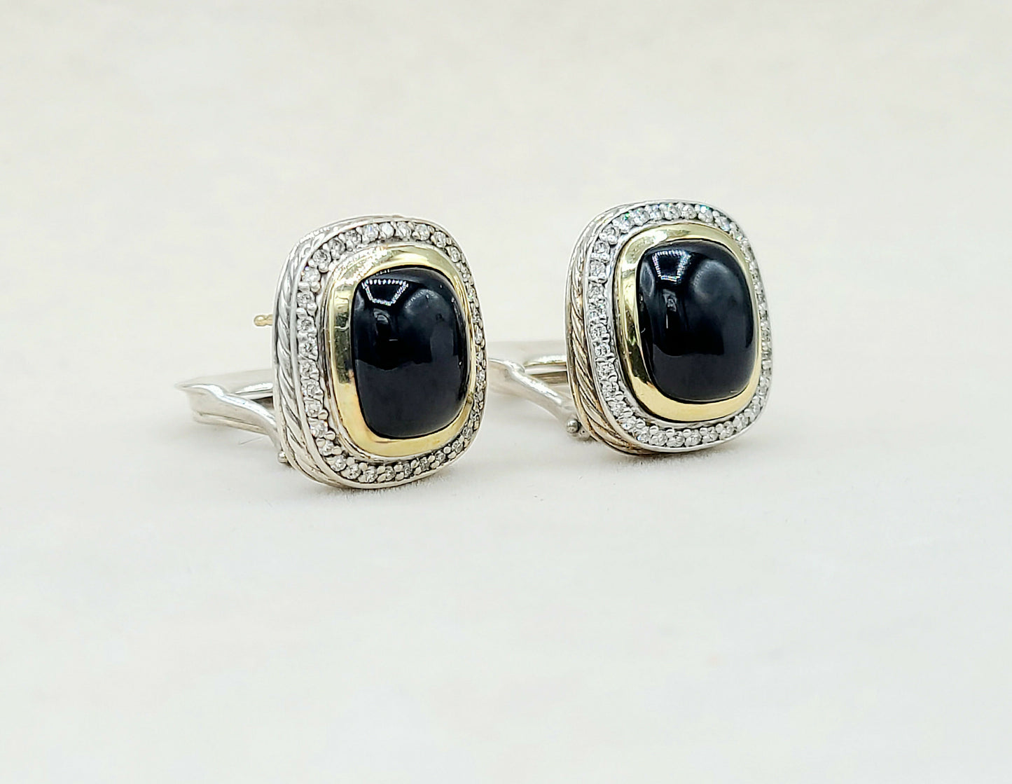    David Yurman Albion Earrings Black Onyx, Diamonds & Gold