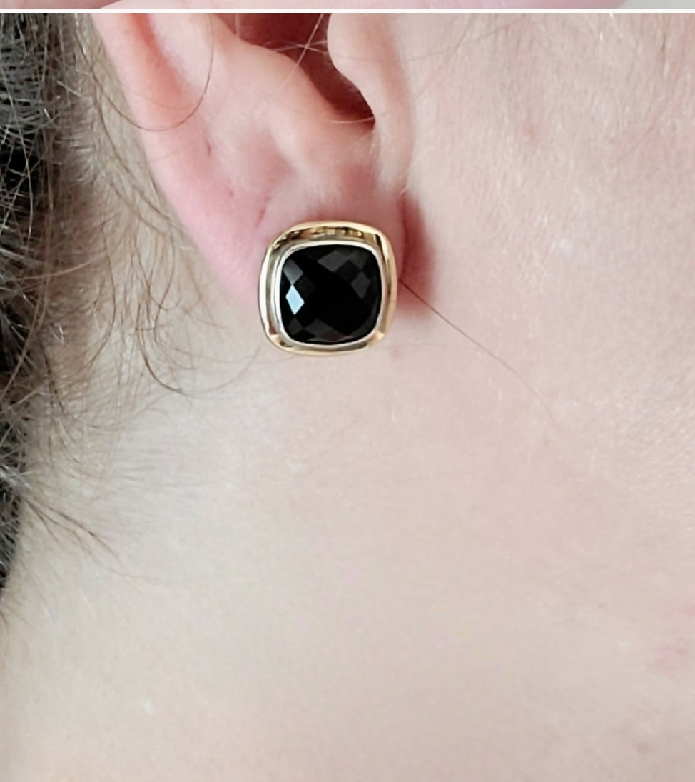    David Yurman Albion Earrings Black Onyx & Gold