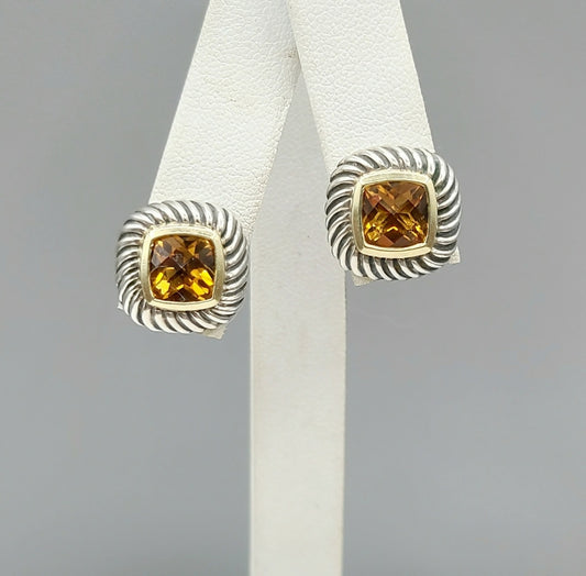    David Yurman Albion Earrings Citrine & Gold