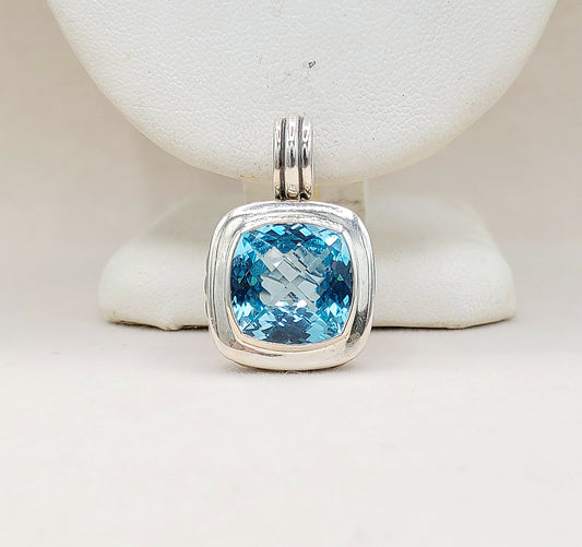   David Yurman Albion Enhancer Pendant 14mm Blue Topaz