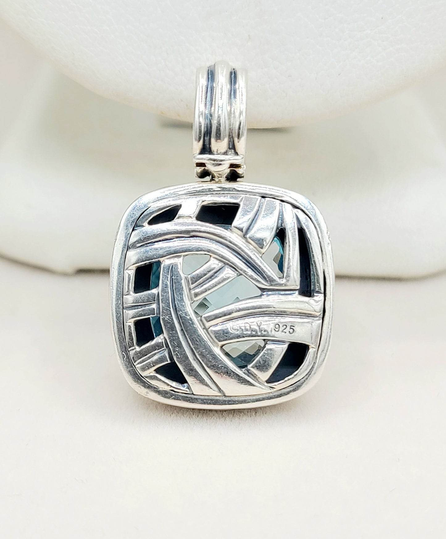    David Yurman Albion Enhancer Pendant 14mm Blue Topaz