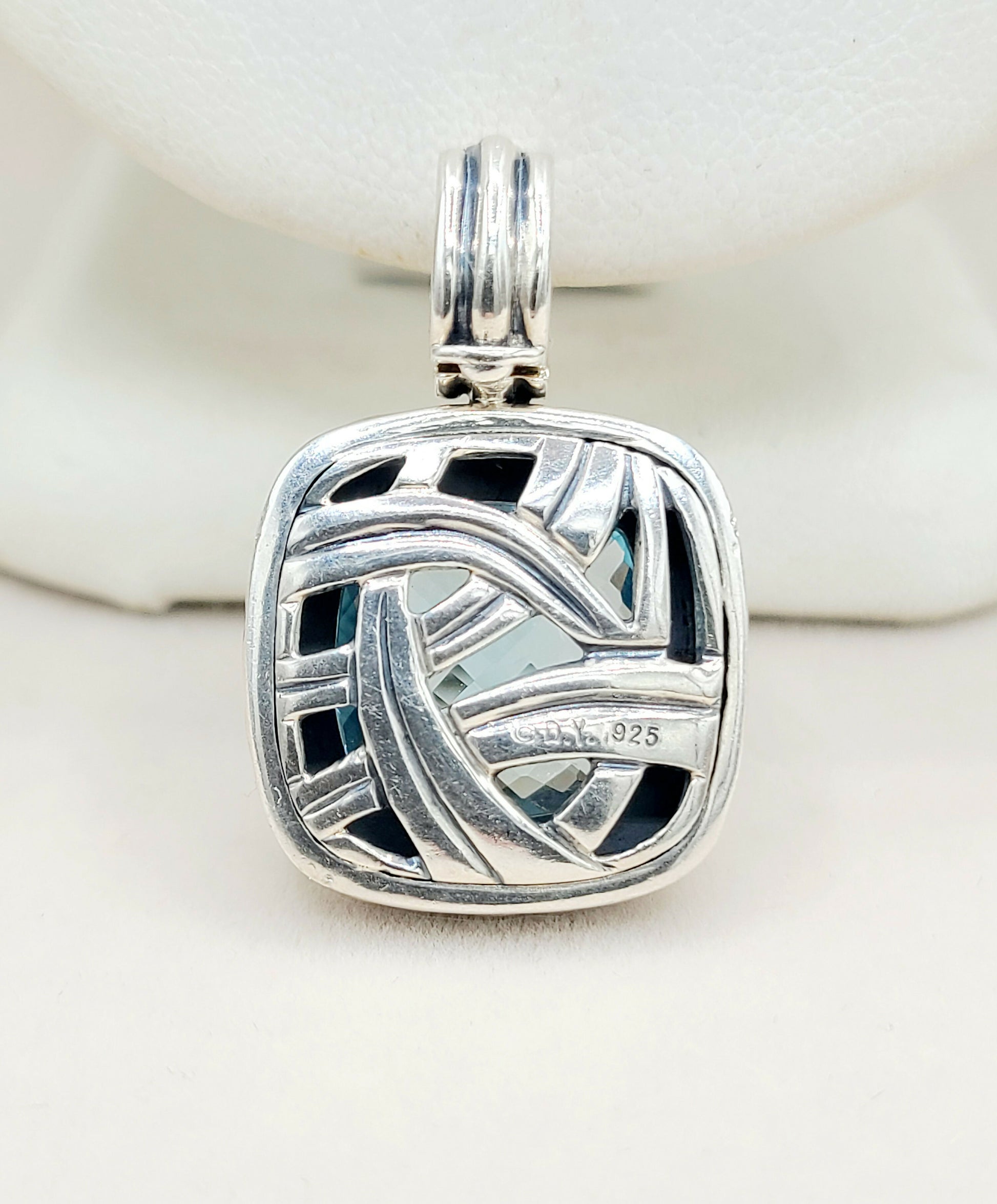    David Yurman Albion Enhancer Pendant 14mm Blue Topaz