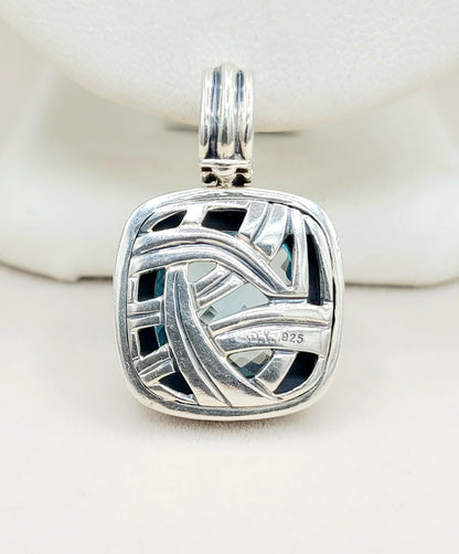    David Yurman Albion Enhancer Pendant 14mm Blue Topaz