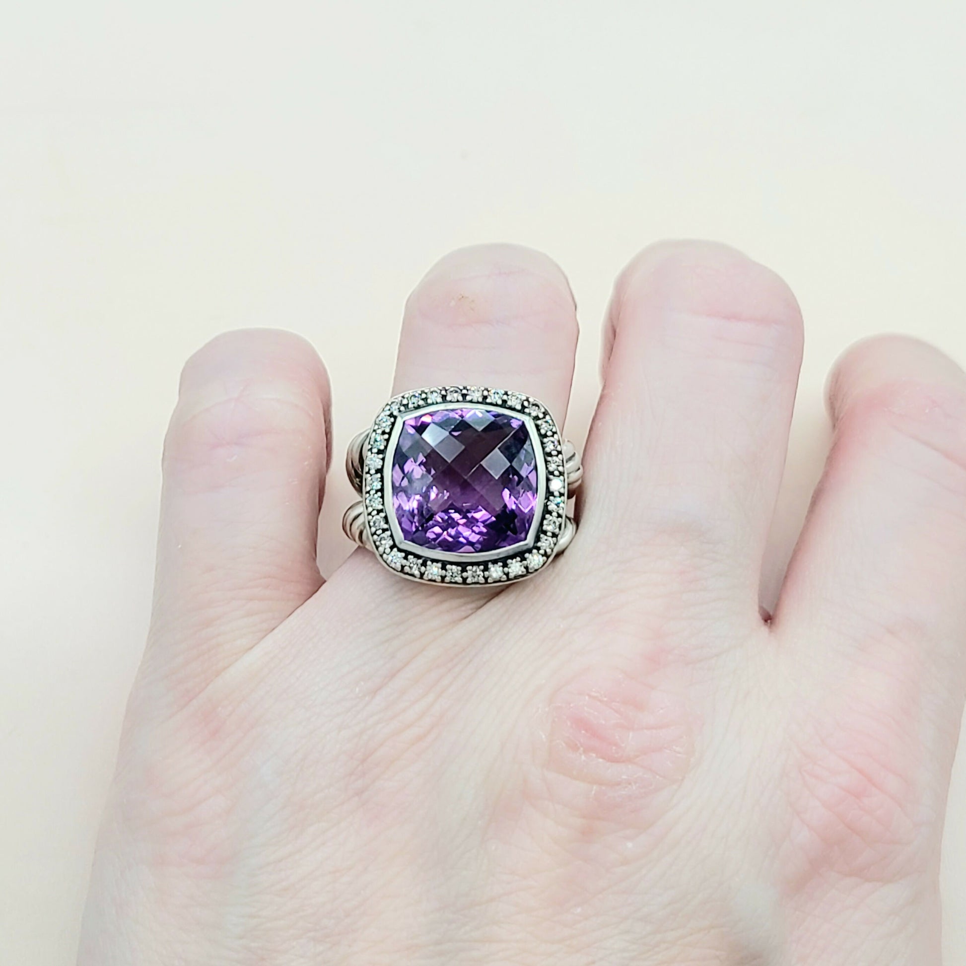    David Yurman Albion Moonlight Ice Ring 14mm Amethyst