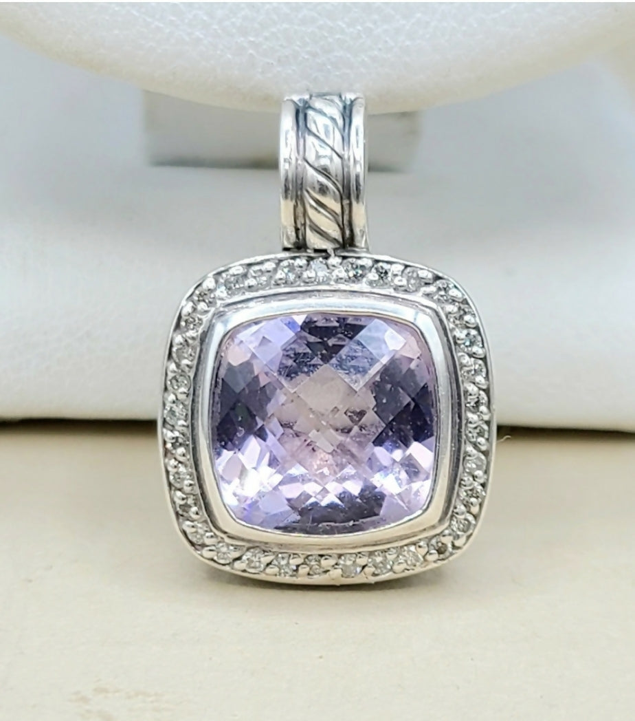    David Yurman Albion Pendant 11mm Amethyst & Diamond