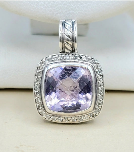    David Yurman Albion Pendant 11mm Amethyst & Diamond