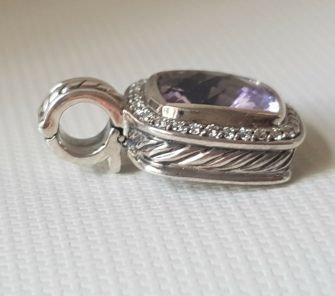    David Yurman Albion Pendant 11mm Amethyst & Diamond