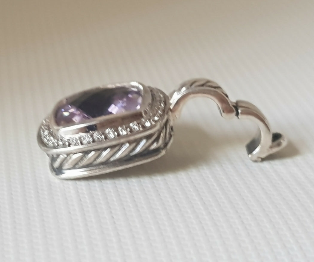   David Yurman Albion Pendant 11mm Amethyst & Diamond