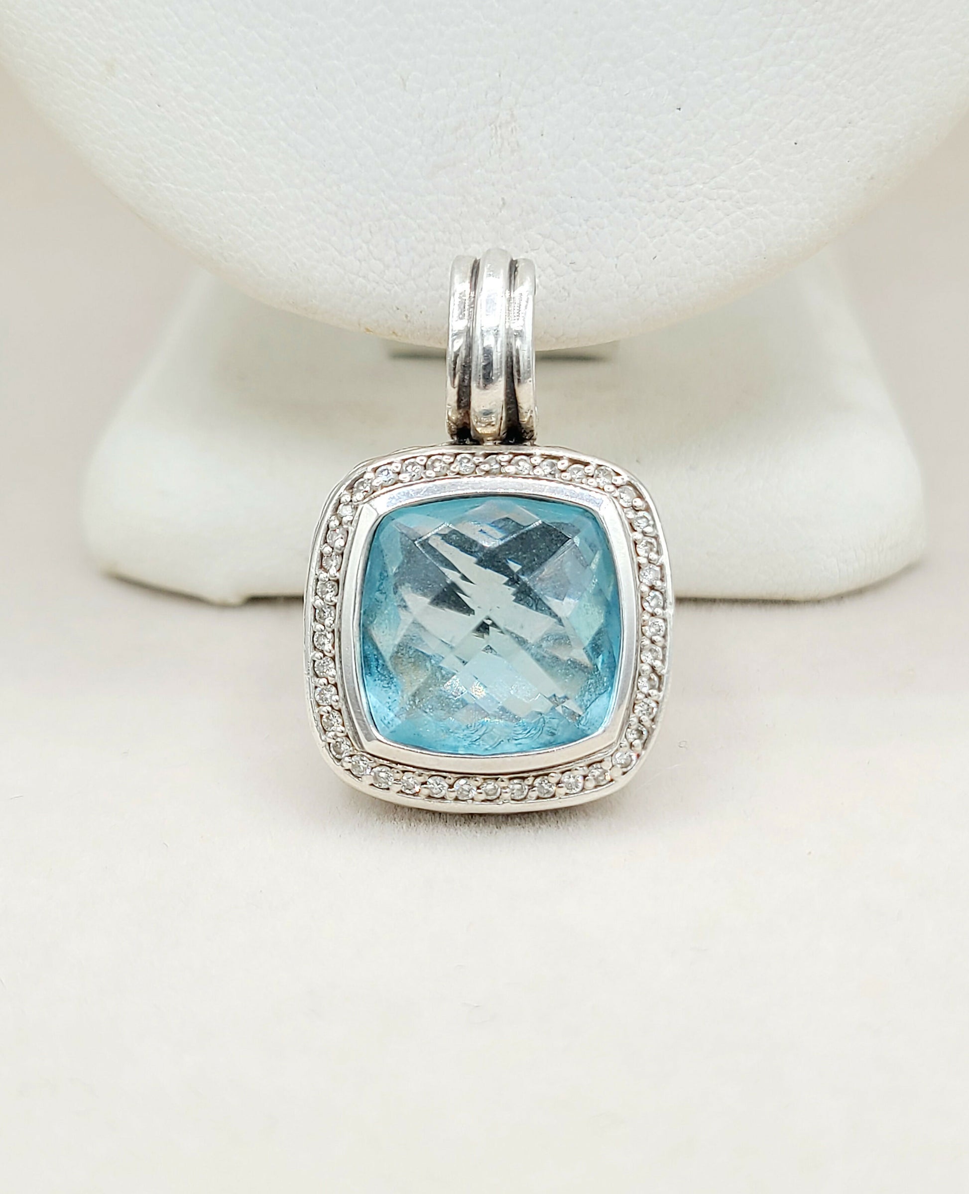    David Yurman Albion Pendant 14mm Blue Topaz & Diamonds