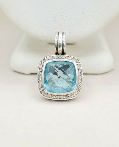    David Yurman Albion Pendant 14mm Blue Topaz & Diamonds