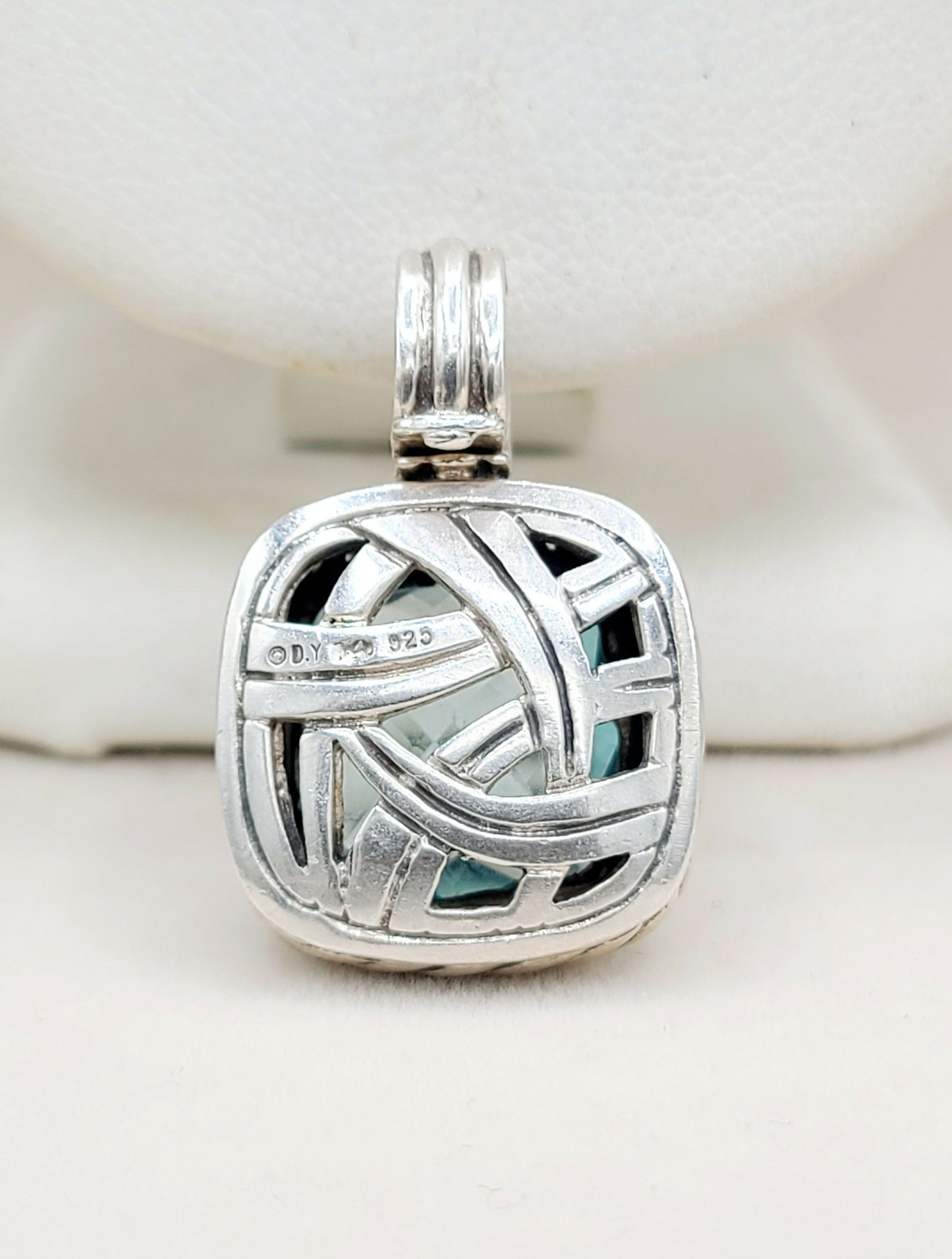    David Yurman Albion Pendant 14mm Blue Topaz & Diamonds