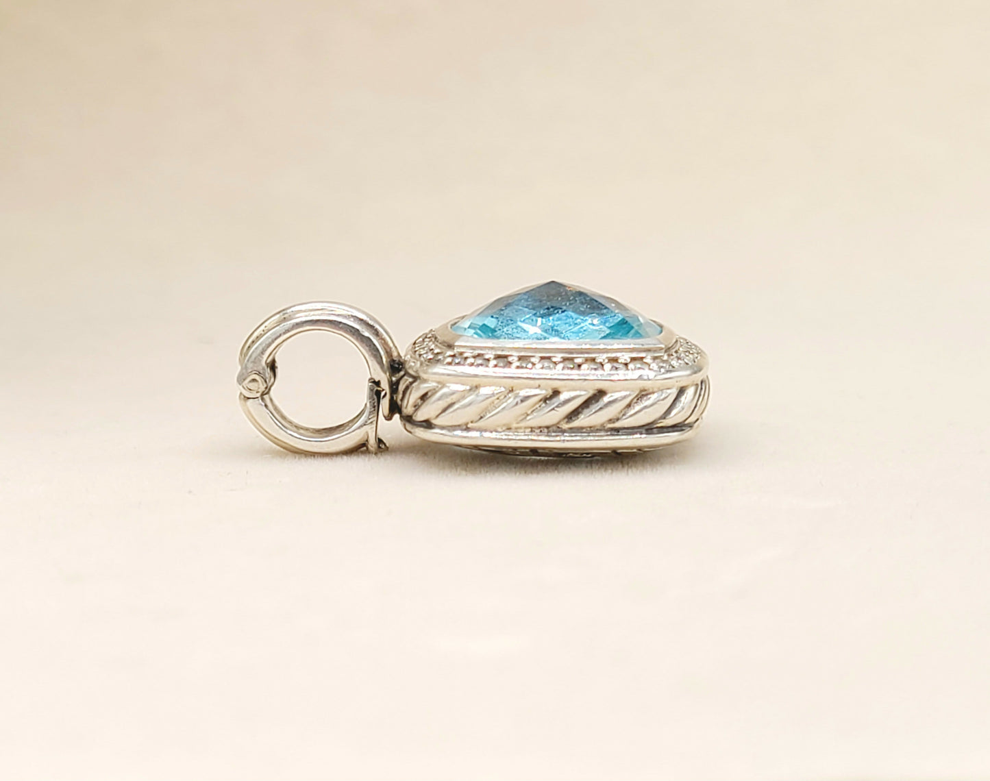    David Yurman Albion Pendant 14mm Blue Topaz & Diamonds