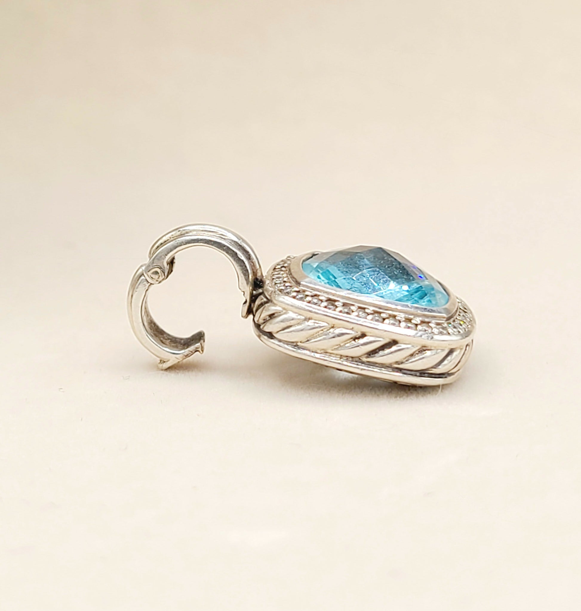    David Yurman Albion Pendant 14mm Blue Topaz & Diamonds