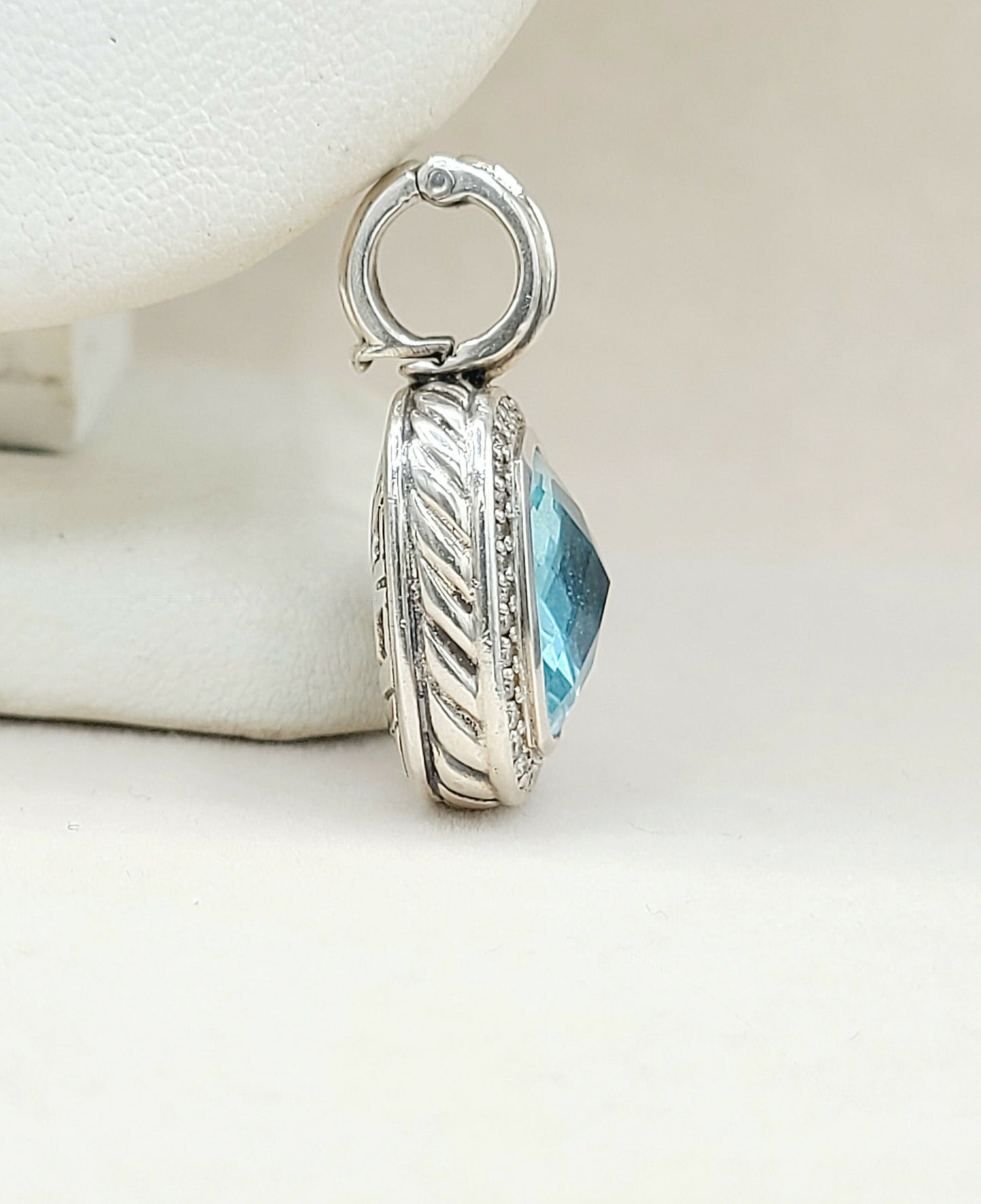    David Yurman Albion Pendant 14mm Blue Topaz & Diamonds