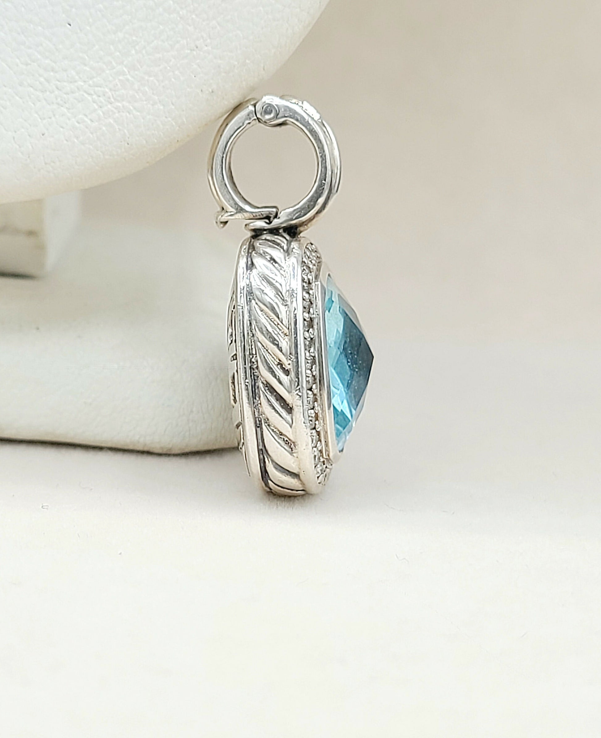    David Yurman Albion Pendant 14mm Blue Topaz & Diamonds