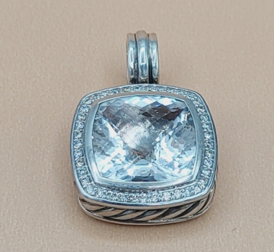    David Yurman Albion Pendant – 14mm White Topaz & Diamonds
