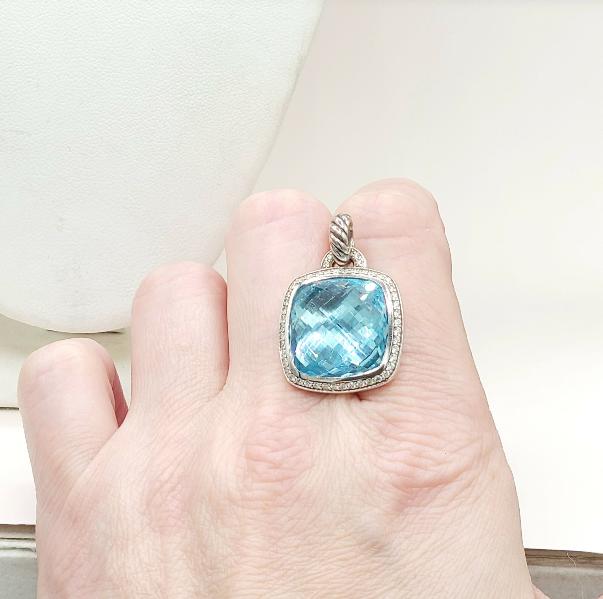    David Yurman Albion Pendant 17mm Blue Topaz & Diamonds