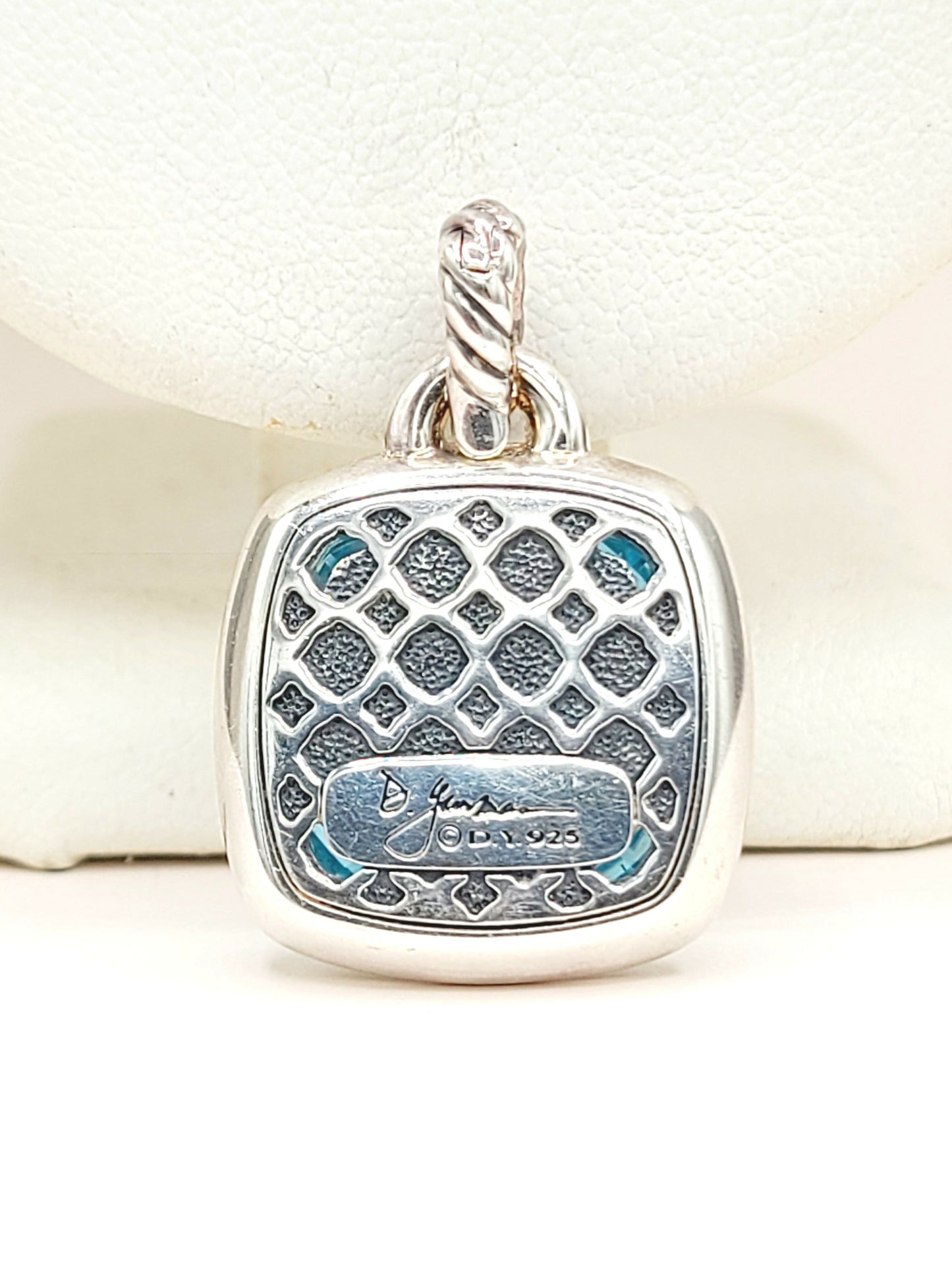    David Yurman Albion Pendant 17mm Blue Topaz & Diamonds