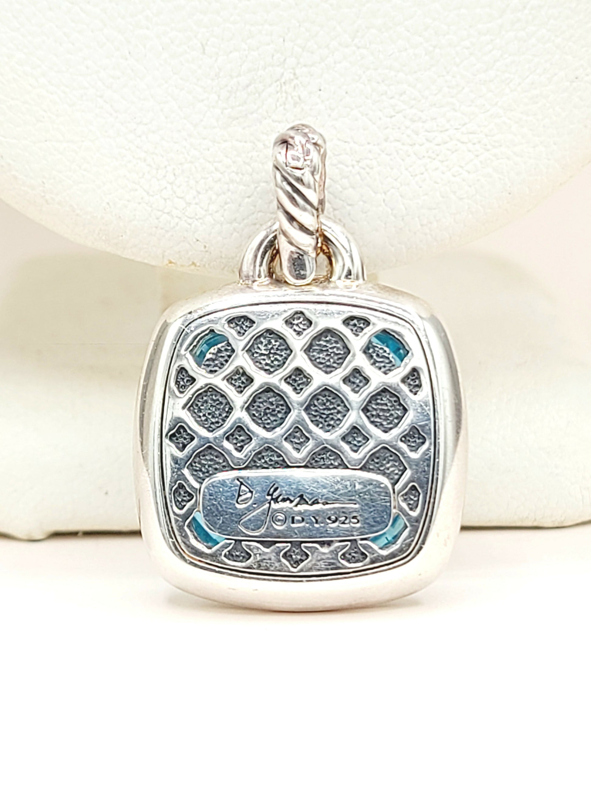    David Yurman Albion Pendant 17mm Blue Topaz & Diamonds