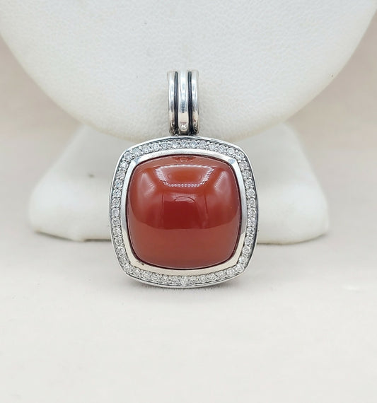    David Yurman Albion Pendant 17mm Carnelian & Diamonds