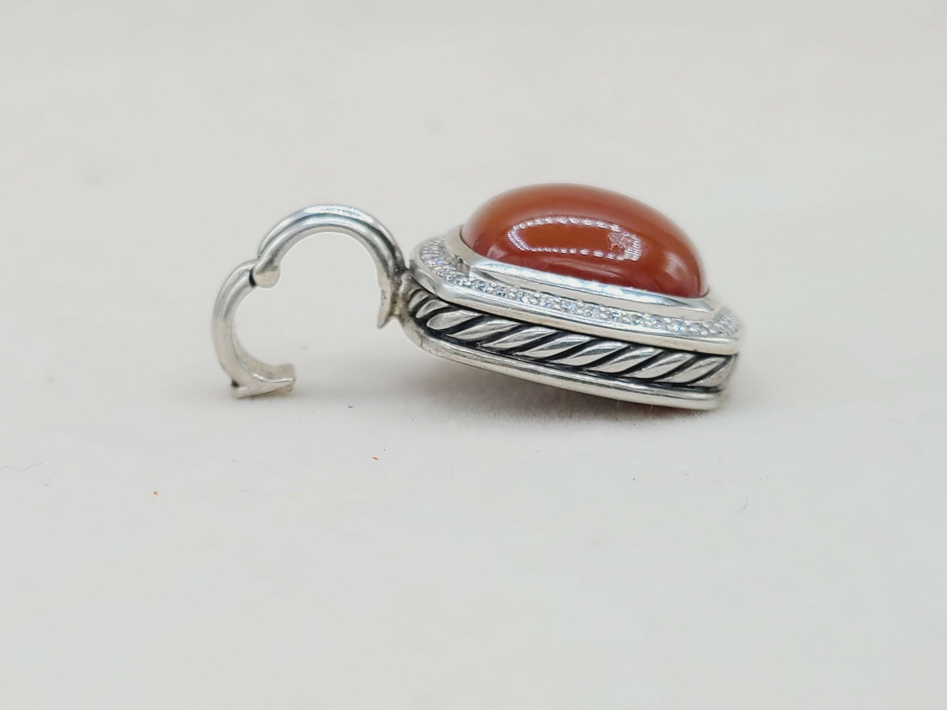    David Yurman Albion Pendant 17mm Carnelian & Diamonds