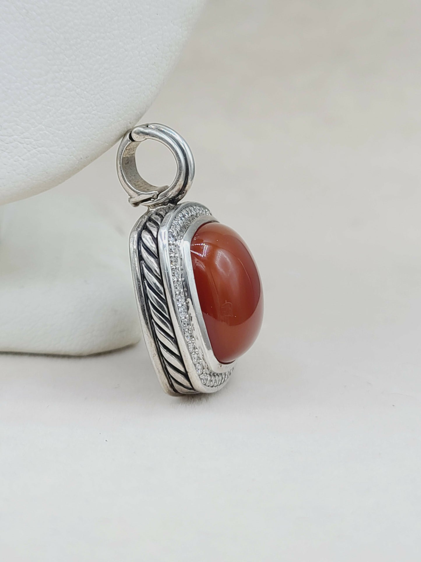    David Yurman Albion Pendant 17mm Carnelian & Diamonds