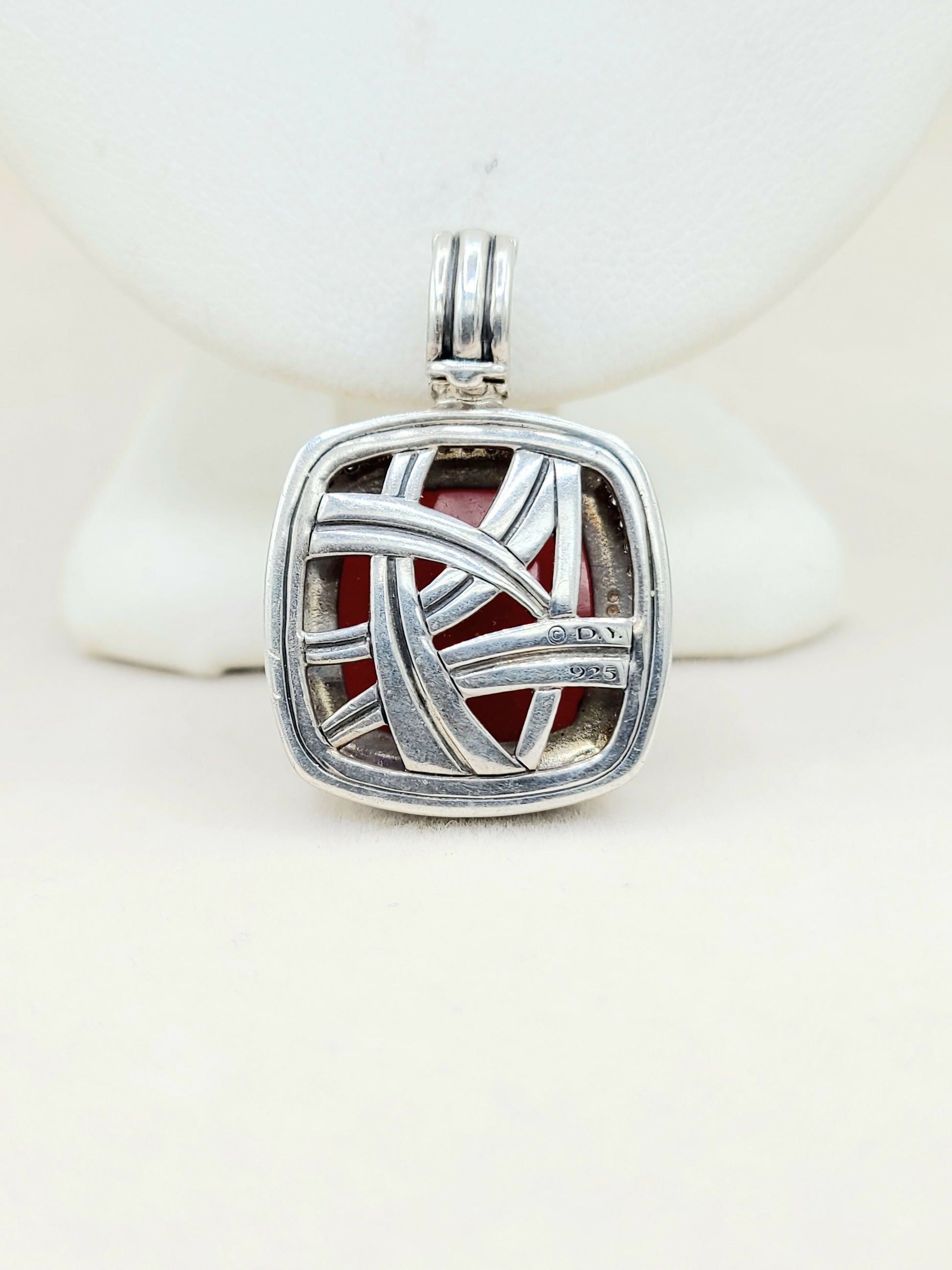    David Yurman Albion Pendant 17mm Carnelian & Diamonds