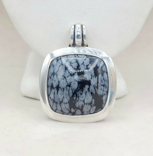    David Yurman Albion Pendant – 27mm Snowflake Obsidian