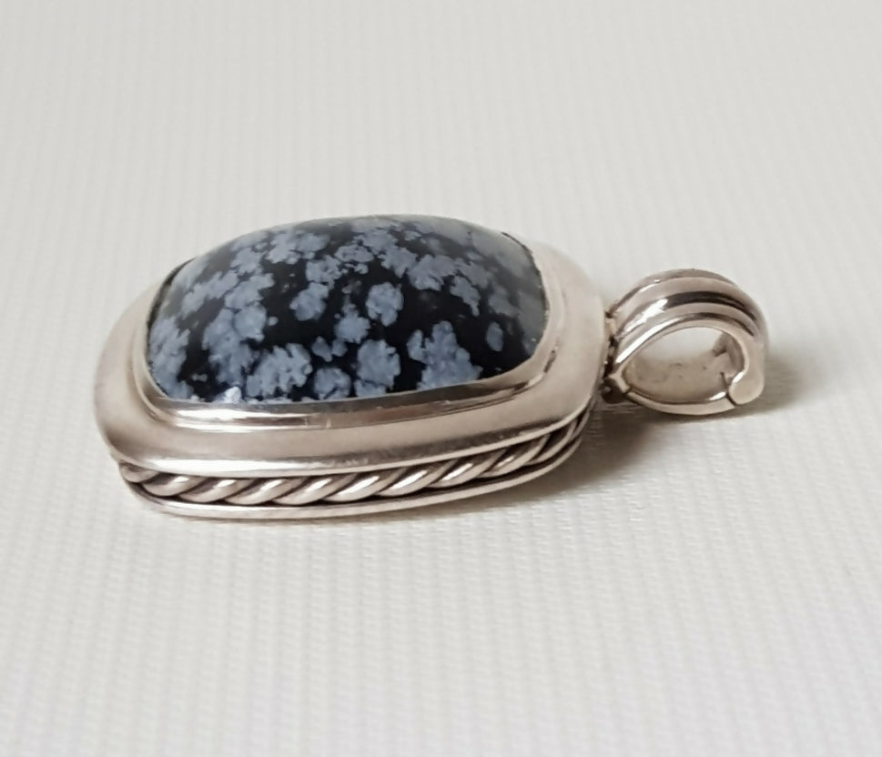    David Yurman Albion Pendant – 27mm Snowflake Obsidian