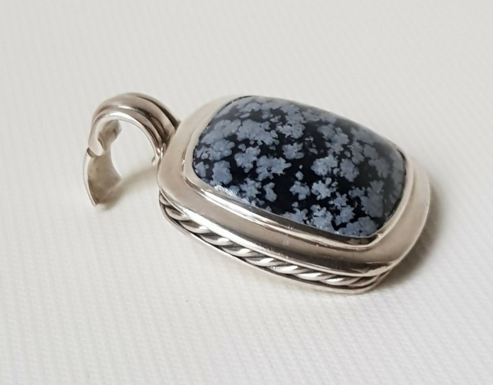    David Yurman Albion Pendant – 27mm Snowflake Obsidian
