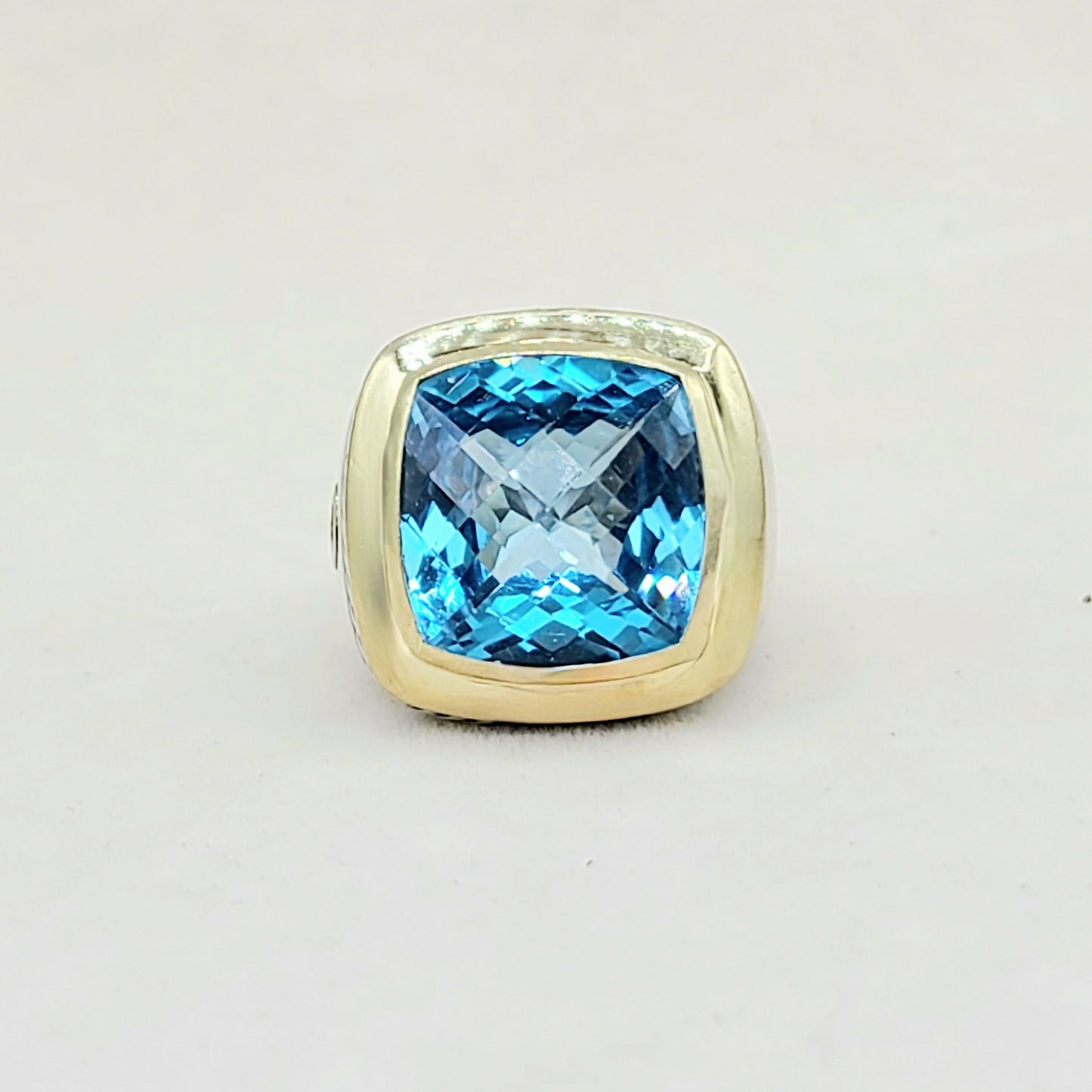    David Yurman Albion Ring 15mm Blue Topaz & Gold