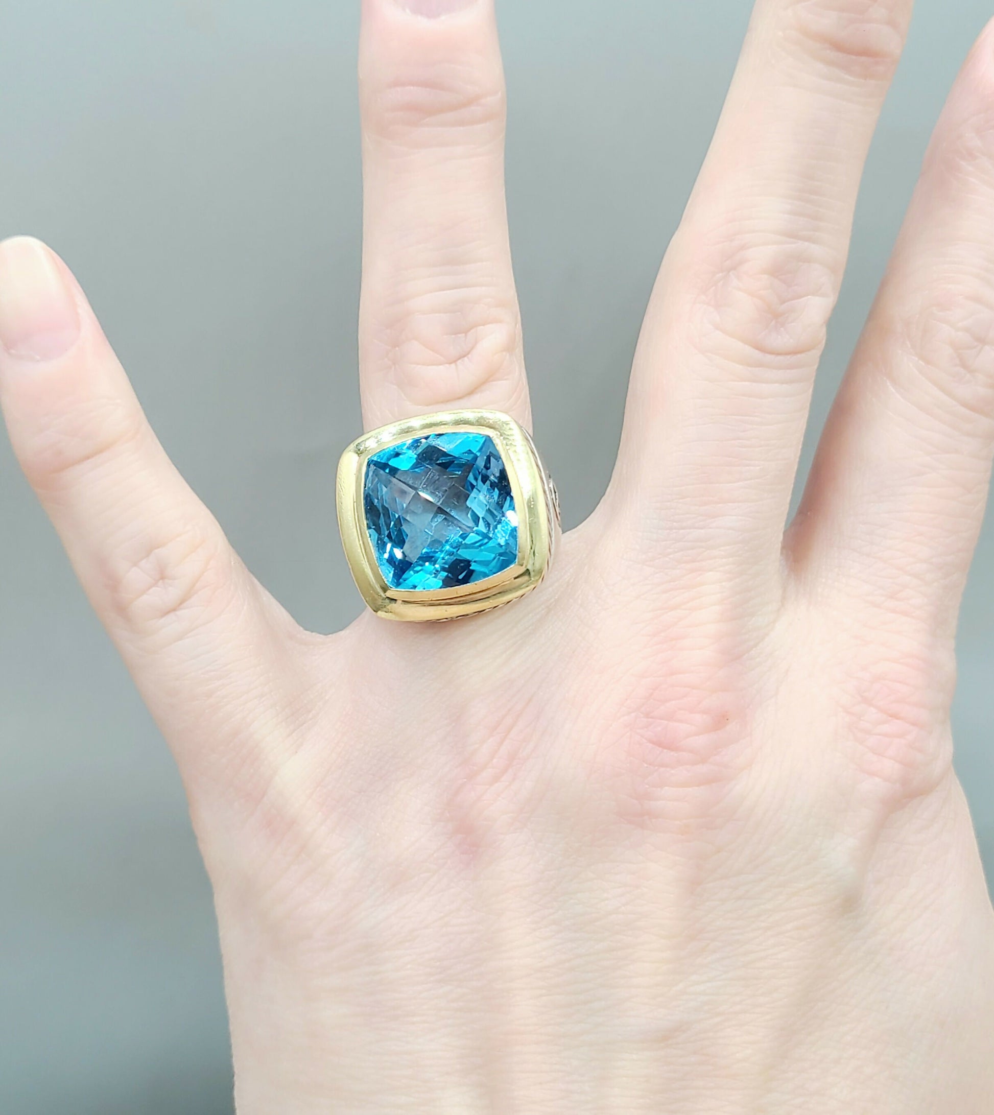    David Yurman Albion Ring 15mm Blue Topaz & Gold