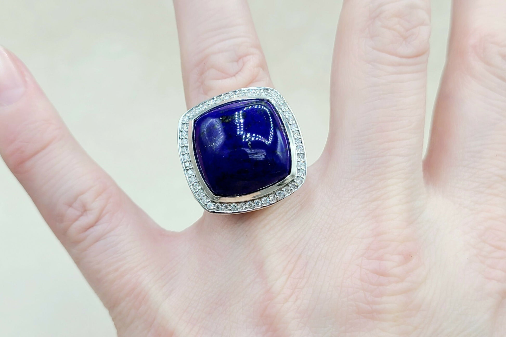    David Yurman Albion Ring 17mm Lapis Lazuli & Diamonds