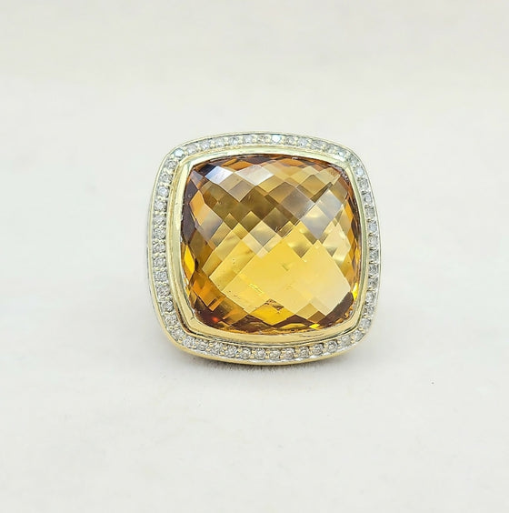    David Yurman Albion Ring 20mm Citrine & Diamonds