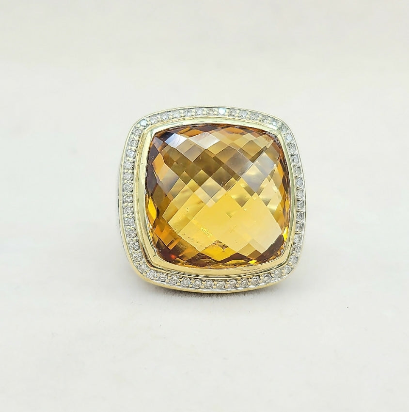    David Yurman Albion Ring 20mm Citrine & Diamonds