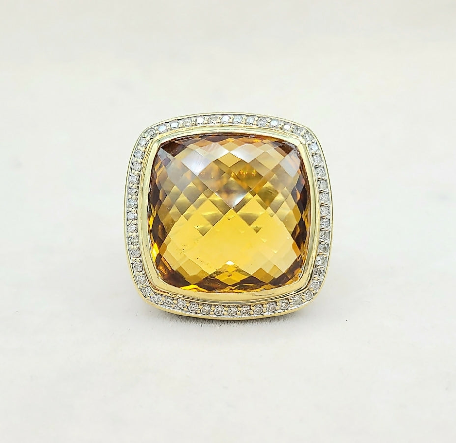    David Yurman Albion Ring 20mm Citrine & Diamonds