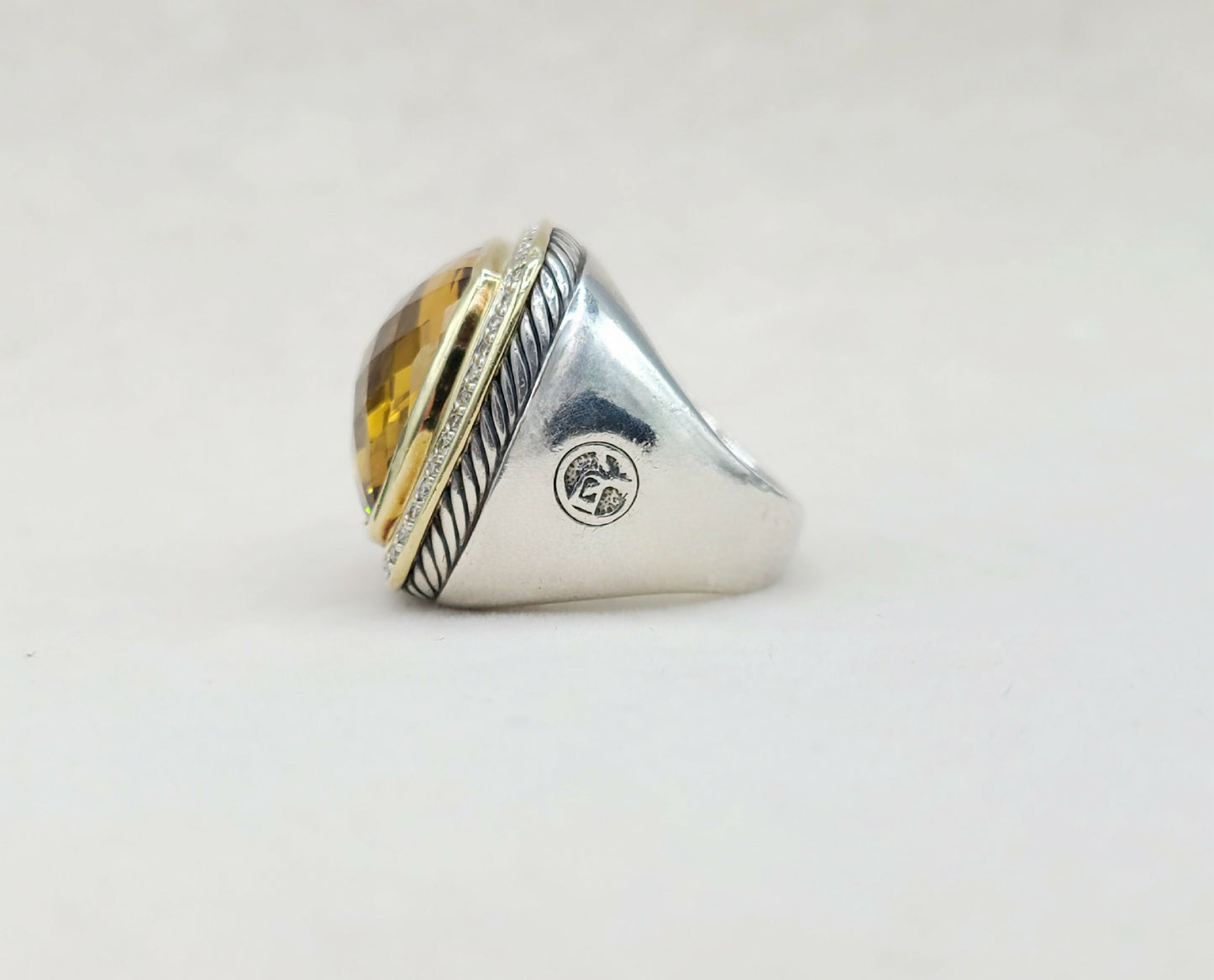   David Yurman Albion Ring 20mm Citrine & Diamonds